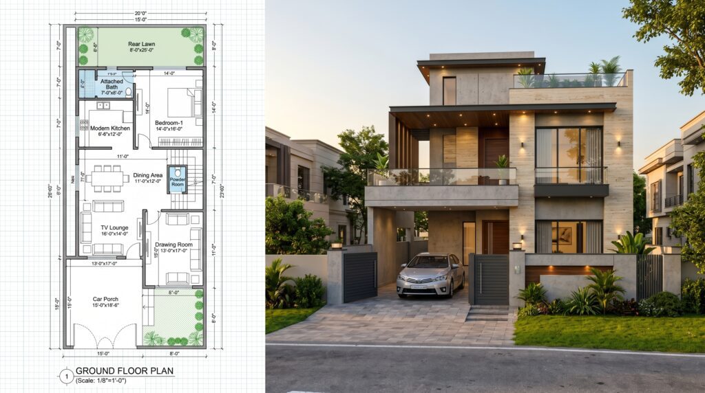 7 Marla House Design Pakistan